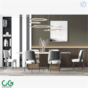 modern marble dining table chair 3d model